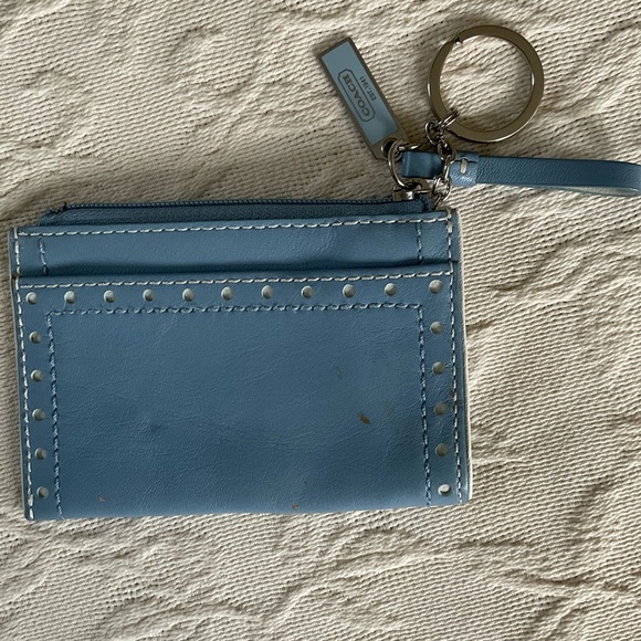COACH Light Blue Coin Purse Key Ring 3”x4.5”. - Picture 2 of 2